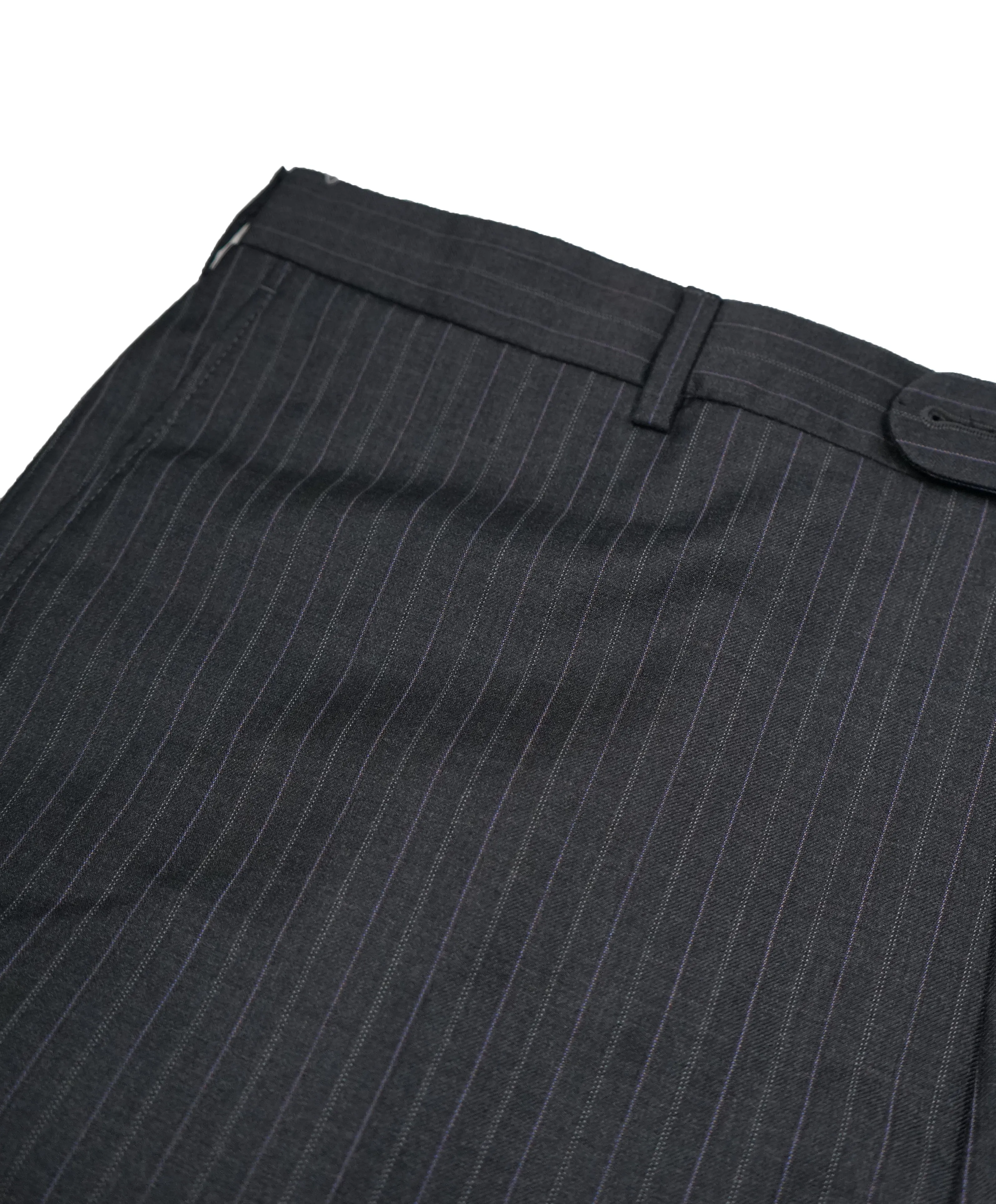 HICKEY FREEMAN - Wool Flat Front Dress Pants Purple Pinstripe - 38W