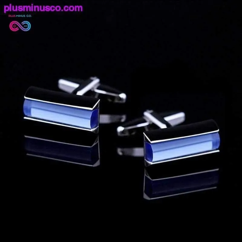 High Quality Luxury Blue Crystal Cufflinks for Men