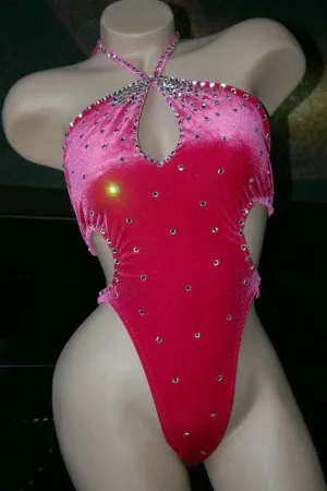 Hot Pink One-piece Figure Competition Suit