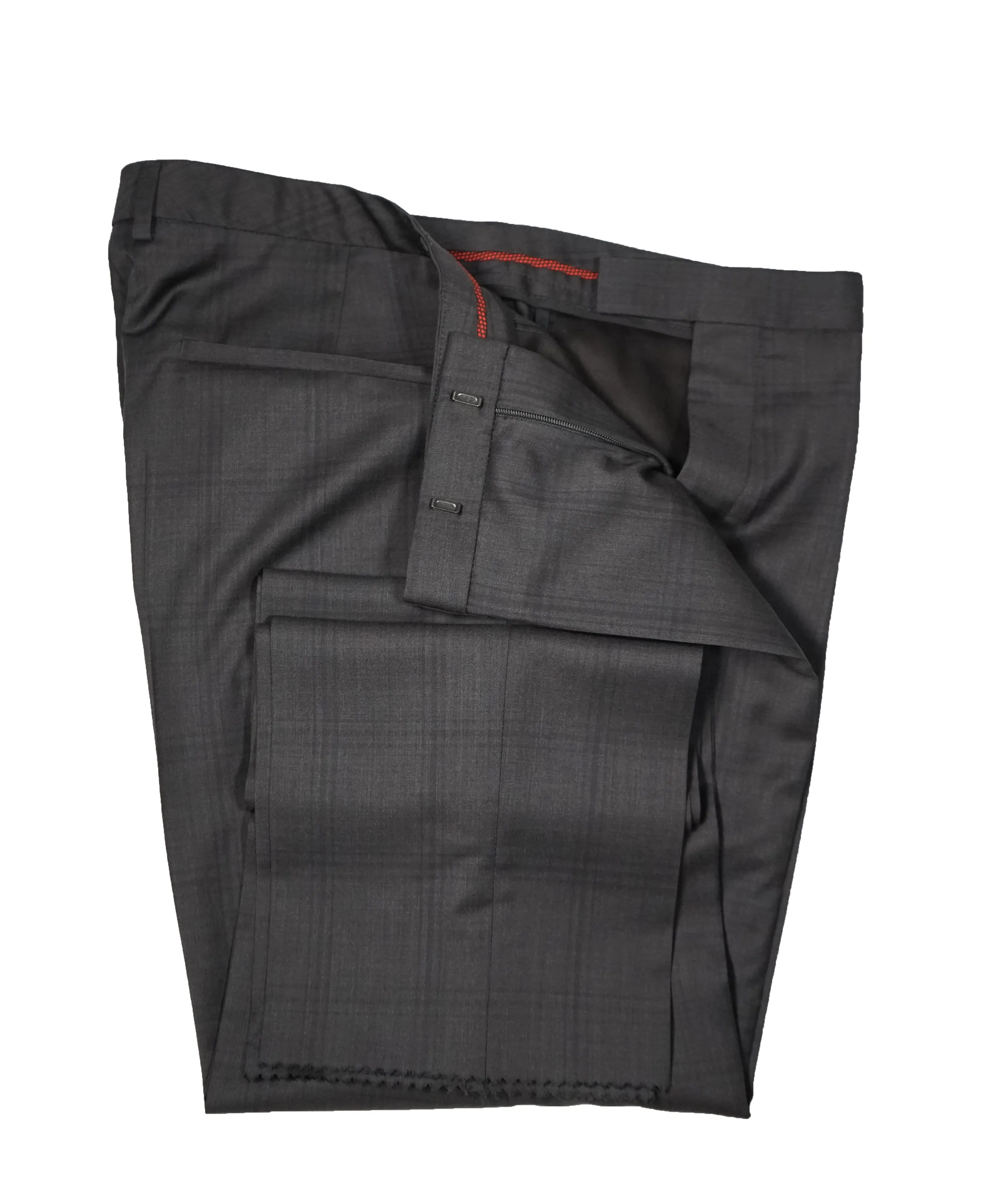 HUGO BOSS - Gray Large Check Flat Front Dress Pants - 36W