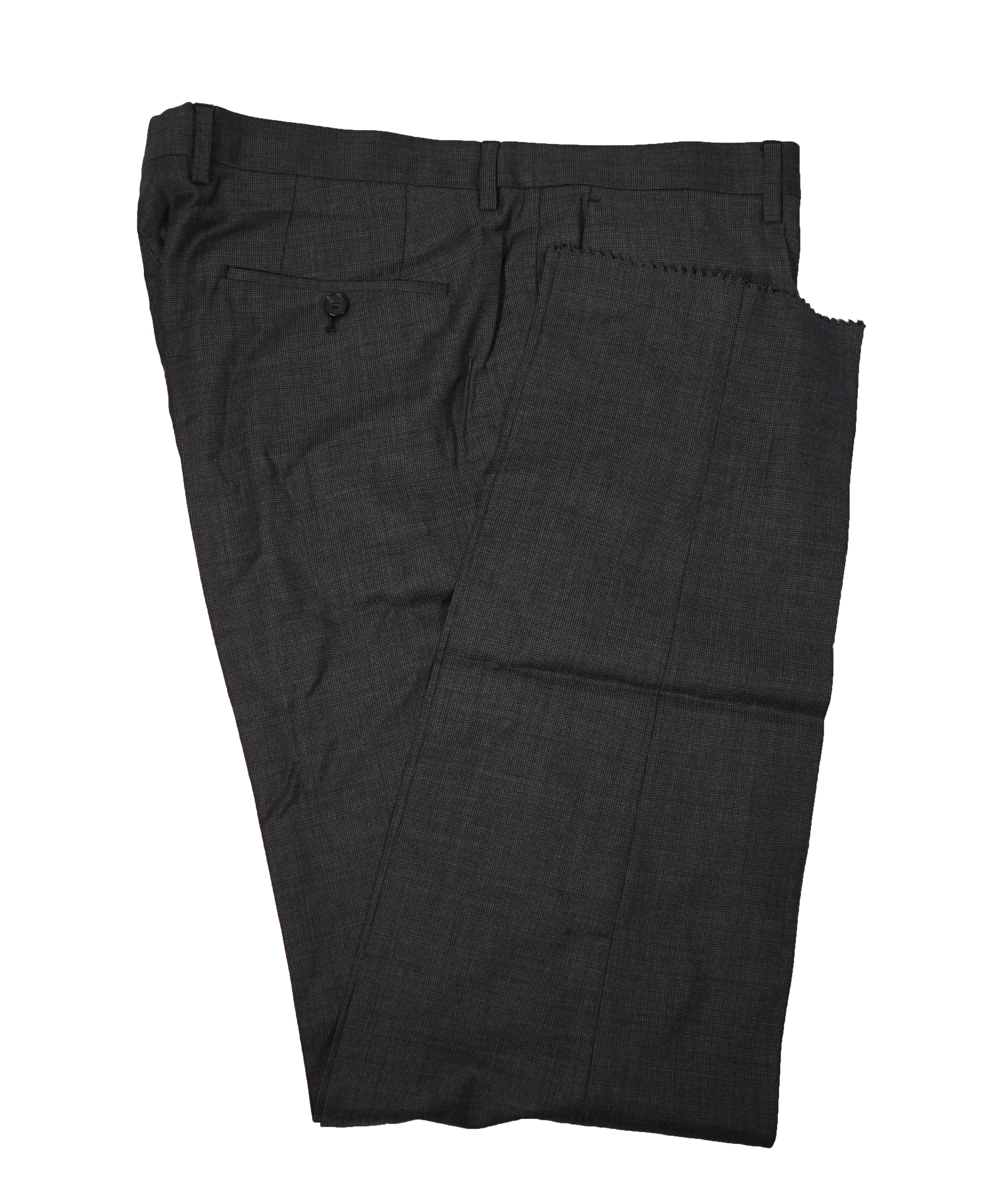 HUGO BOSS- Gray Micro-Check Flat Front Dress Pants- 38W