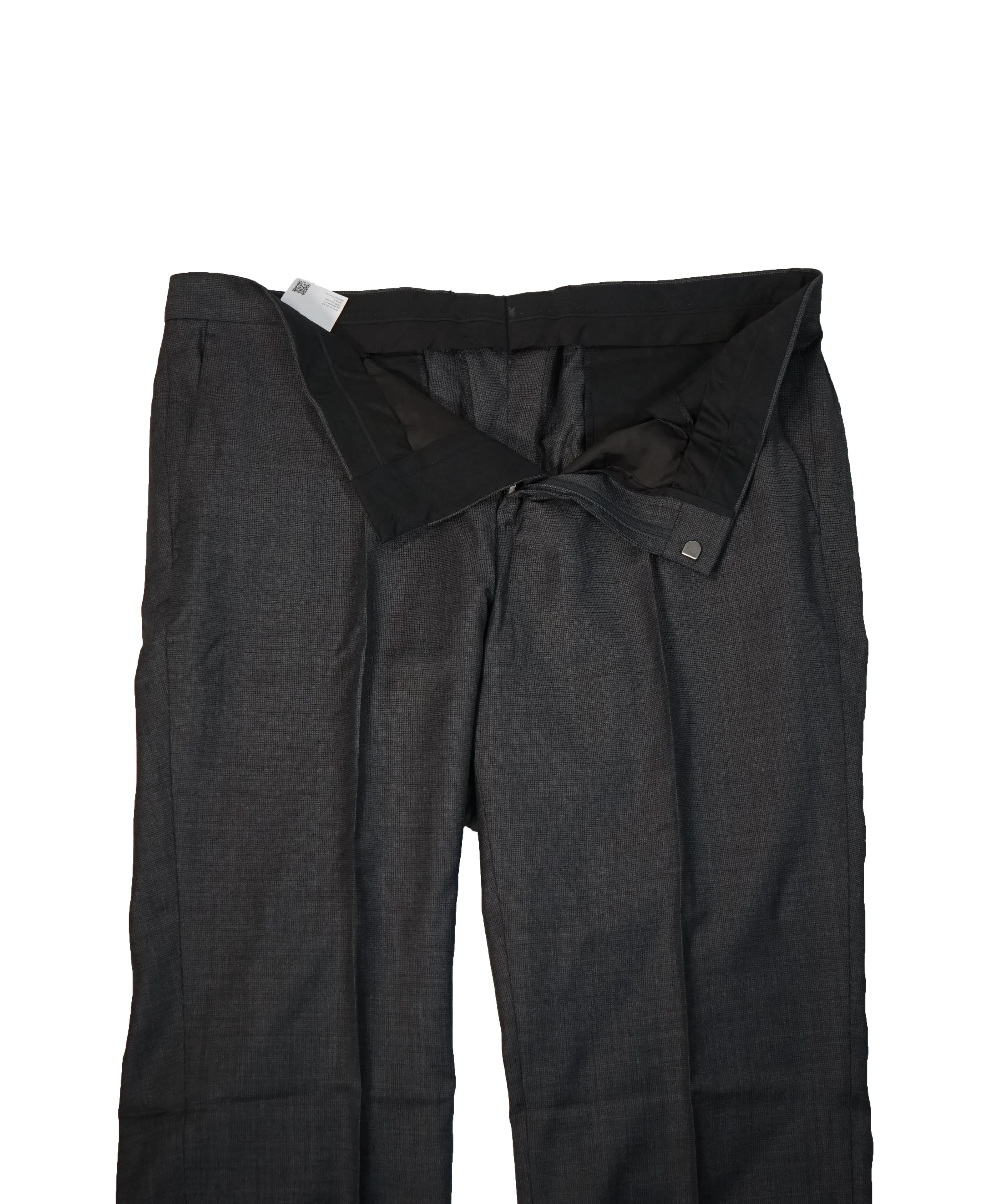 HUGO BOSS- Gray Micro-Check Flat Front Dress Pants- 38W
