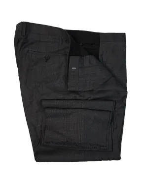 HUGO BOSS- Gray Micro-Check Flat Front Dress Pants- 38W