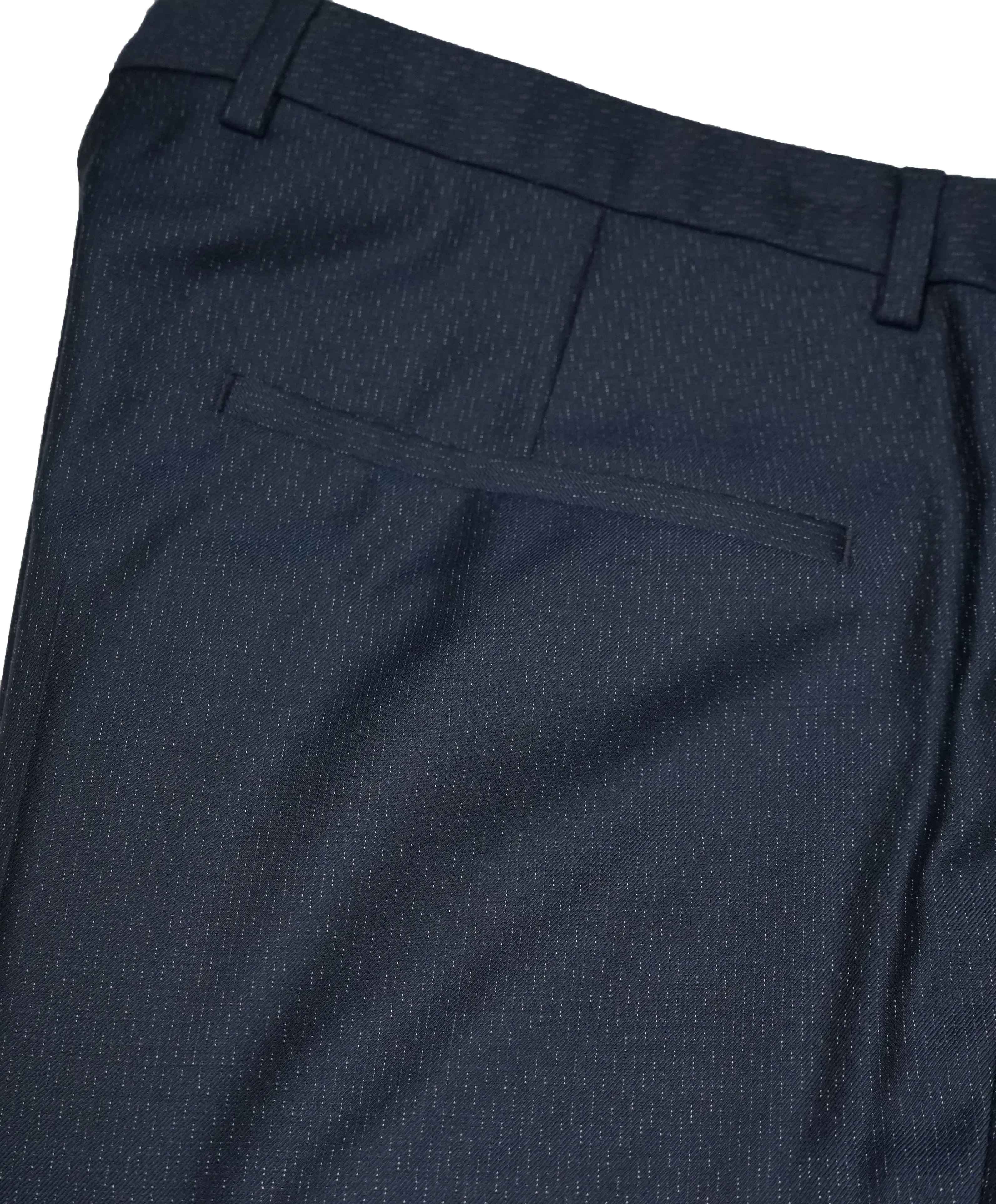 HUGO BOSS - Navy Wool/Silk Slim Abstract Pattern Flat Front Dress Pants - 34W