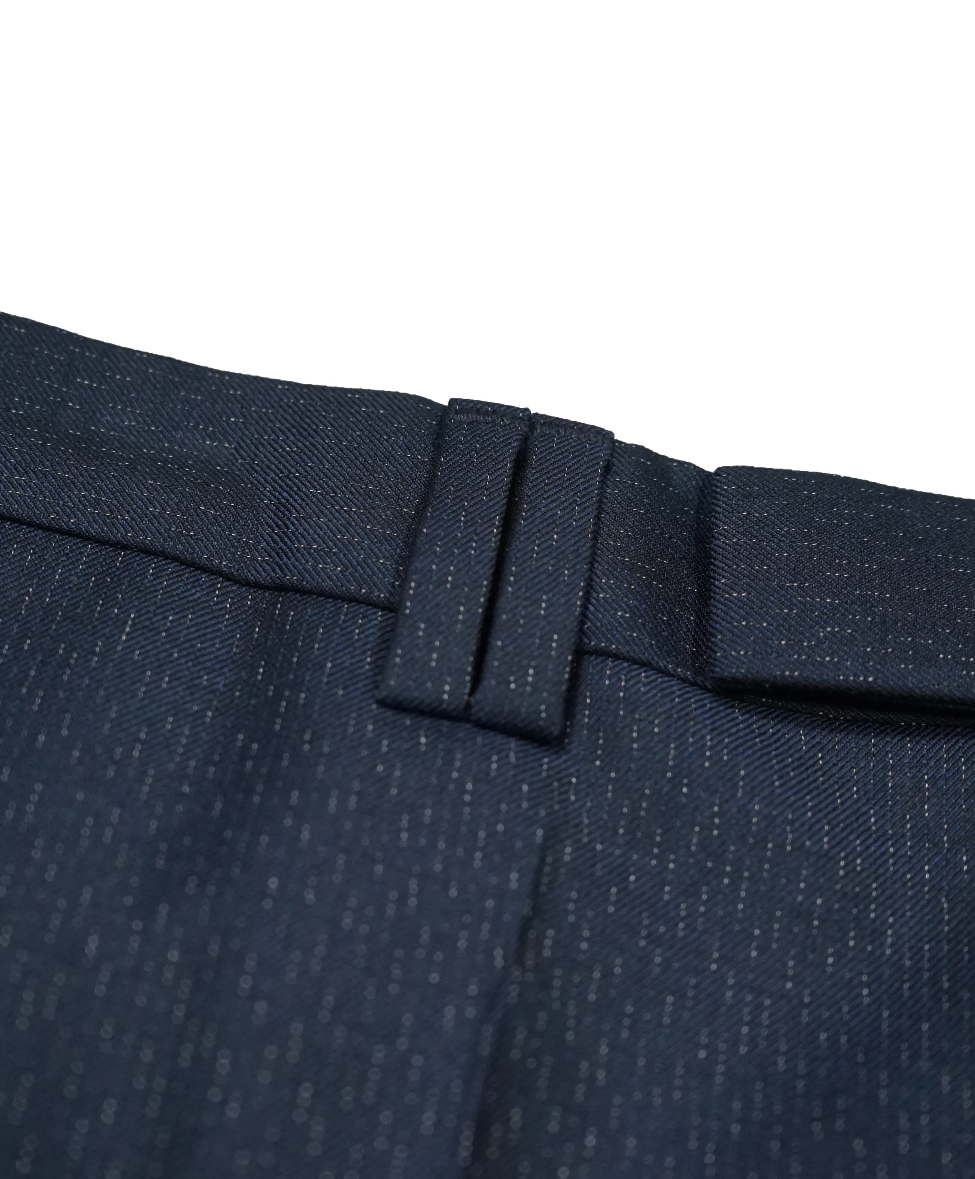 HUGO BOSS - Navy Wool/Silk Slim Abstract Pattern Flat Front Dress Pants - 34W