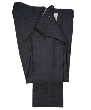 INCOTEX - Logo Tassel Blue Gray Slim Fit Flannel Plaid Dress Pants - 38W