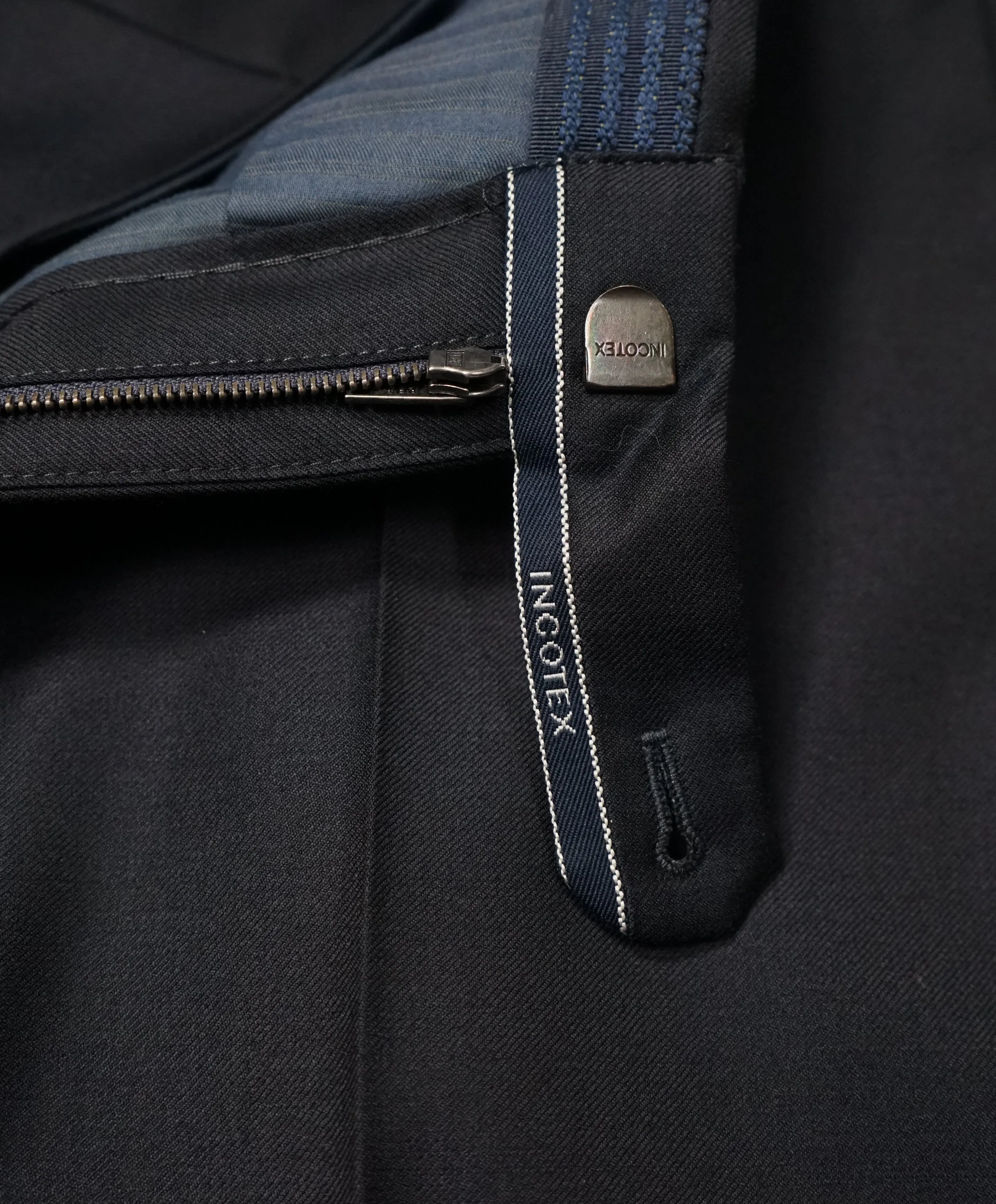INCOTEX - Navy Blue Slim Fit Dress Pants Super 120’s - 34W