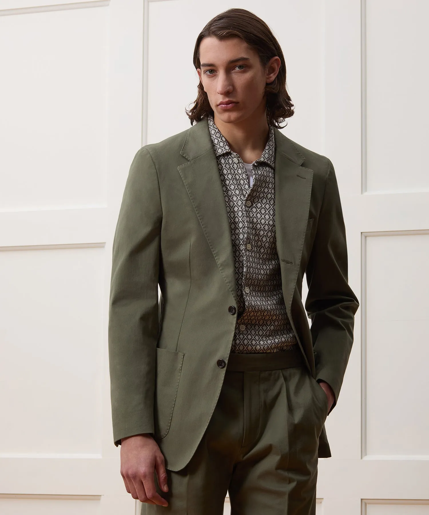 Italian Cotton Madison Jacket in Olive