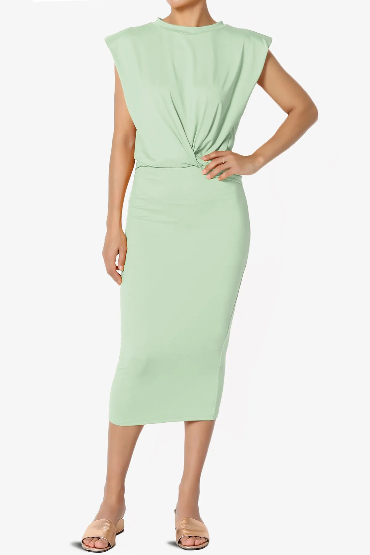 Joey Padded Shoulder Tank Top & Midi Pencil Skirt SET