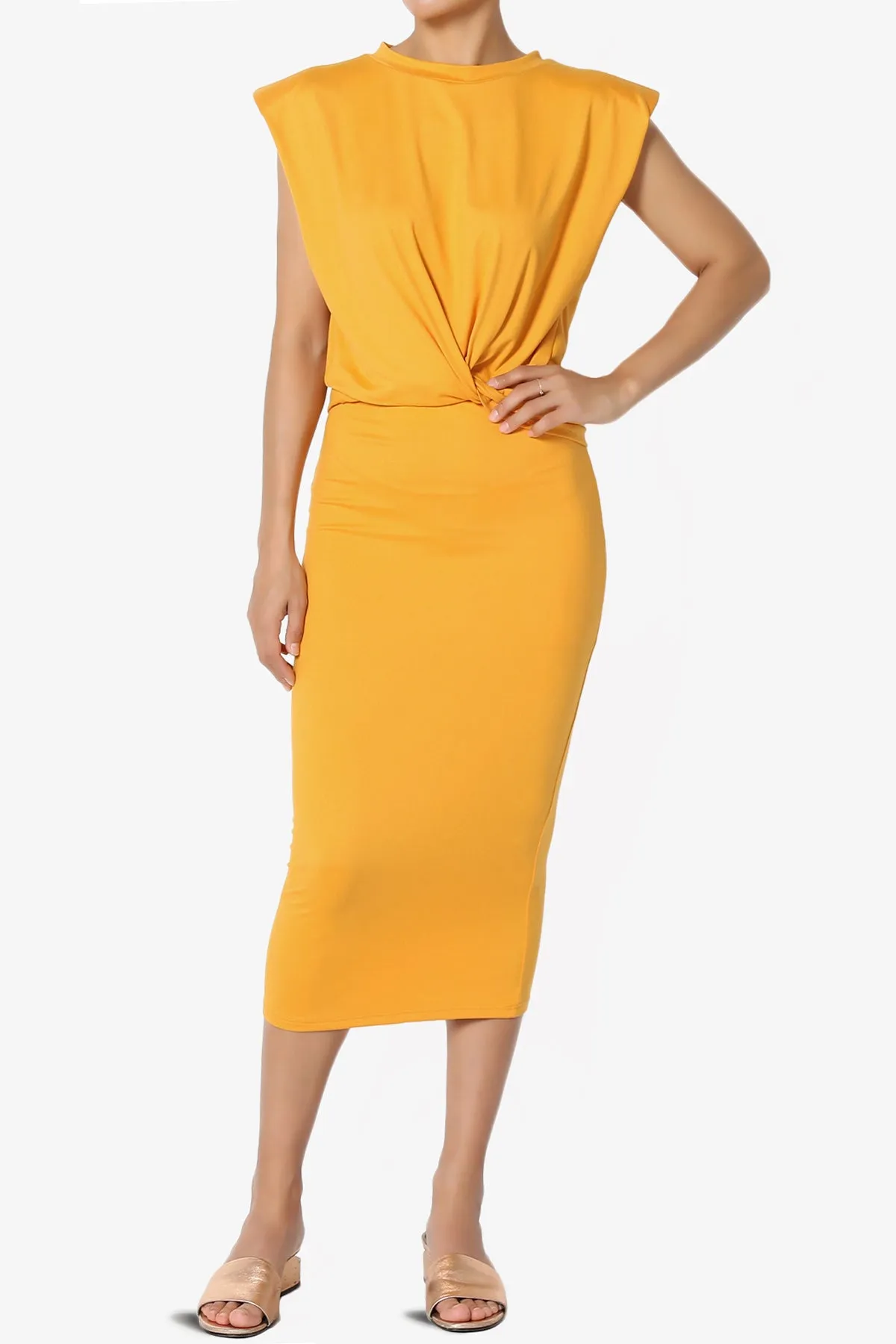 Joey Padded Shoulder Tank Top & Midi Pencil Skirt SET