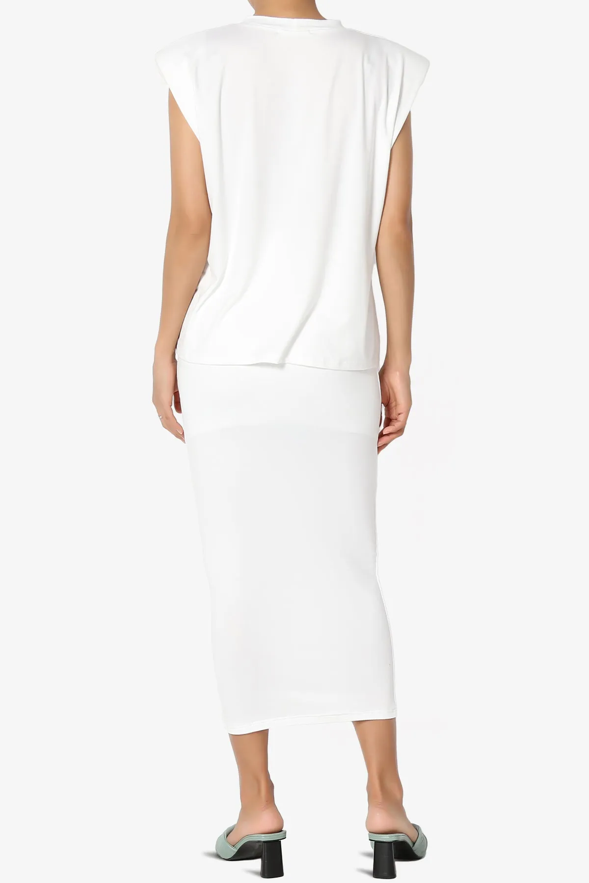 Joey Padded Shoulder Tank Top & Midi Pencil Skirt SET