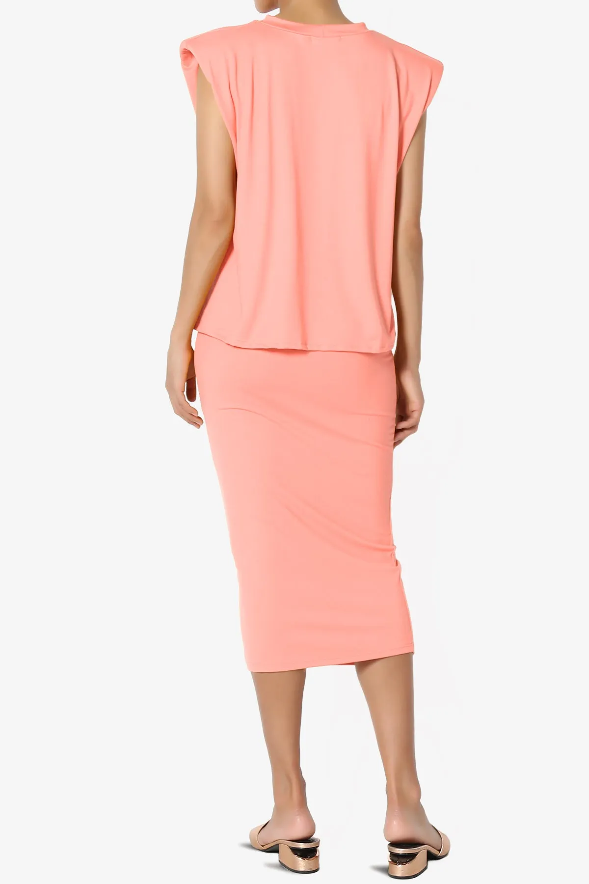 Joey Padded Shoulder Tank Top & Midi Pencil Skirt SET