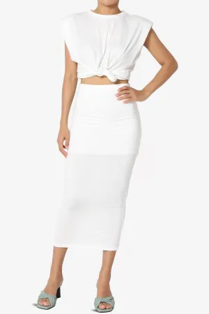 Joey Padded Shoulder Tank Top & Midi Pencil Skirt SET