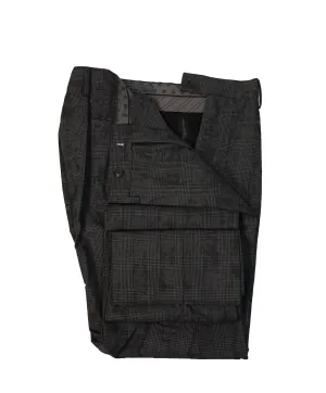 JOHN VARVATOS - Gray Plaid & Abstract Pattern Flat Front Dress Pants - 31