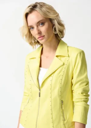 Joseph Ribkoff Faux Suede Studded Zip Front Fitted Jacket 242908