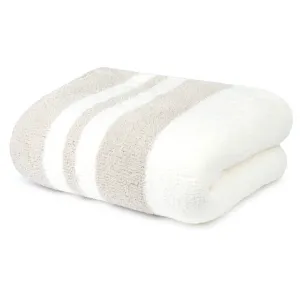 Kashwere Ultra Plush Multi Striped Malt and Creme Cloud Queen Blanket