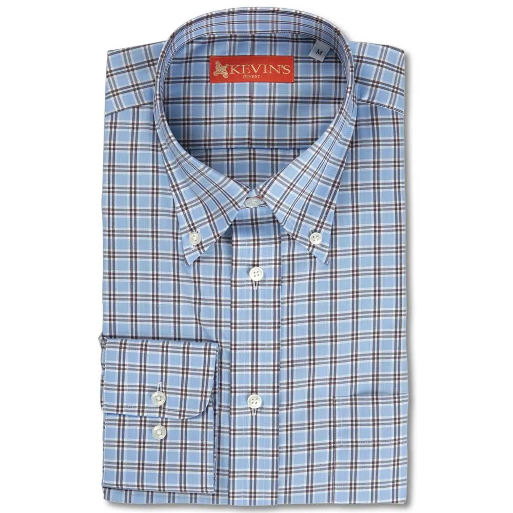 Kevin's Finest Brown/Blue Long Sleeve Dress Shirt