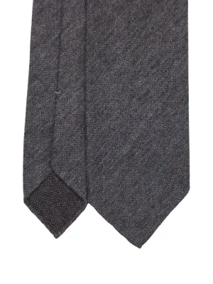 Kiton 5-Fold Grey Handrolled Cashmere, Wool & Silk Zigzag Pattern Tie