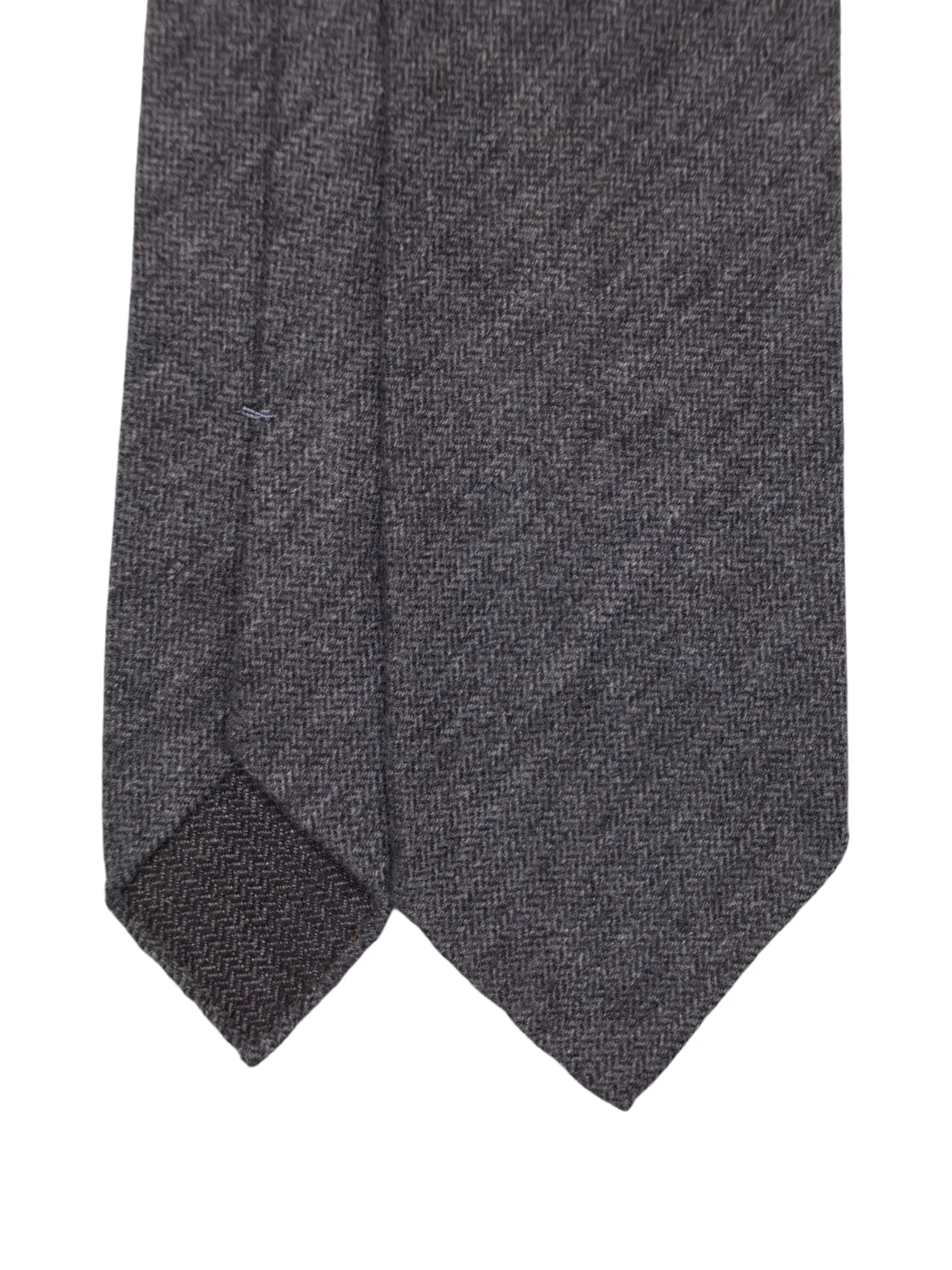 Kiton 5-Fold Grey Handrolled Cashmere, Wool & Silk Zigzag Pattern Tie