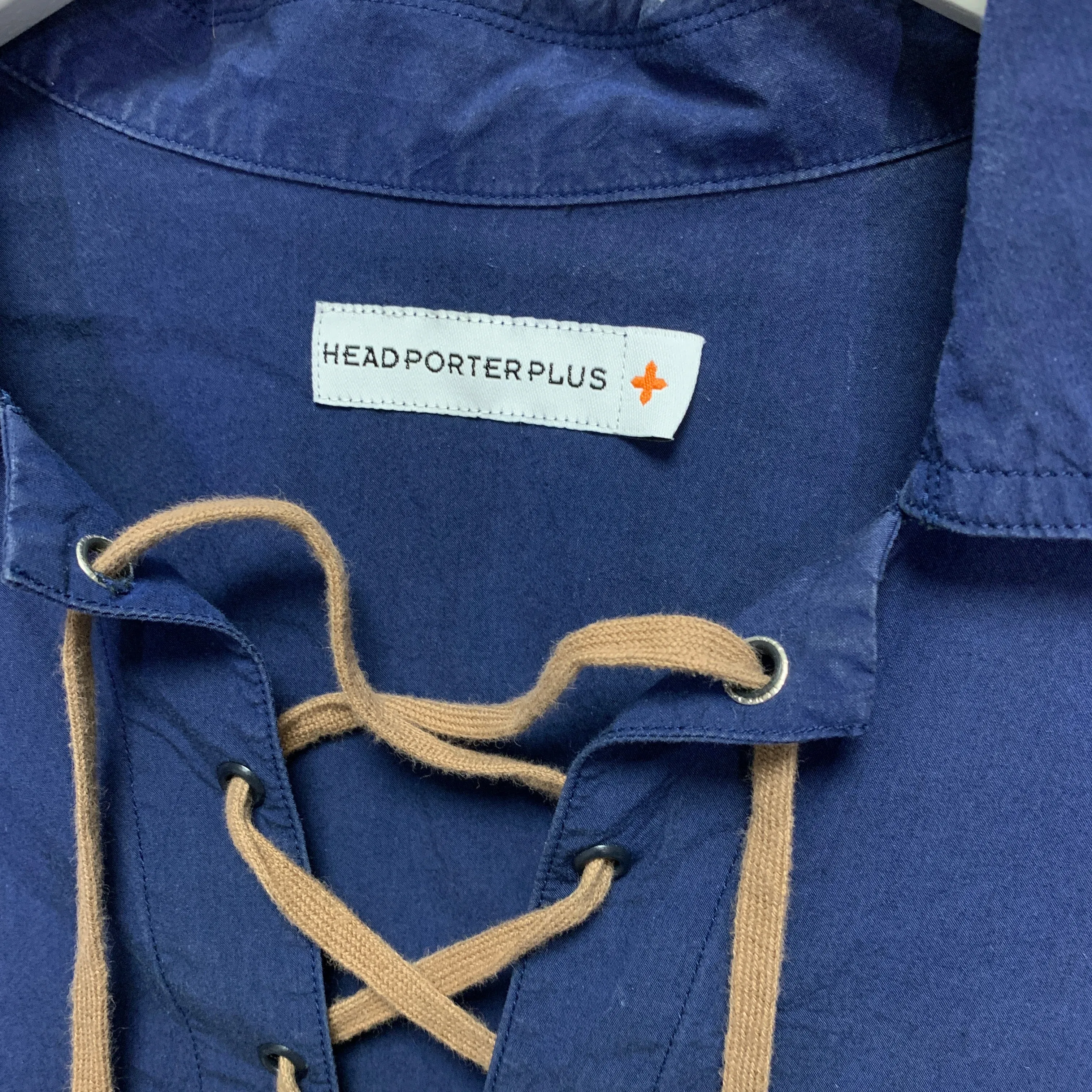 [L] HP  Head Porter Plus (Hiroshi Fujiwara) Lace Up Tunic Shirt Indigo