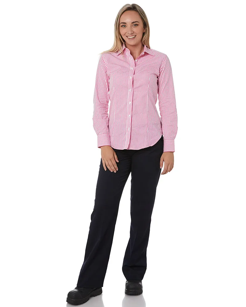 Ladies LS Shirt - Pink/White