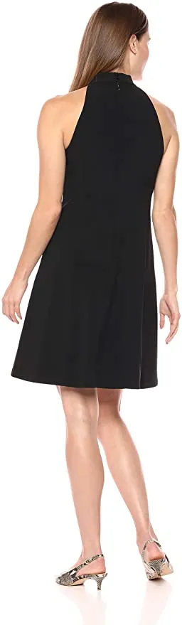 Lark & Ro Women's Sleeveless Mock Neck A-Line Dress! Great Piece! Lined & Fabric has some stretch to it, Sz 8, Black!