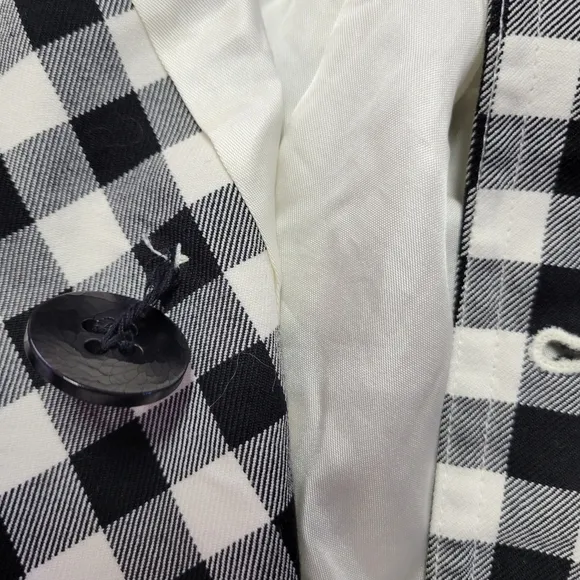 LAUREN RALPH LAUREN Black and White Checkered Double-Breasted Jacket Size Large