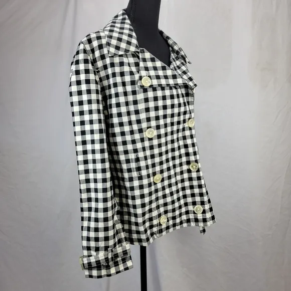 LAUREN RALPH LAUREN Black and White Checkered Double-Breasted Jacket Size Large
