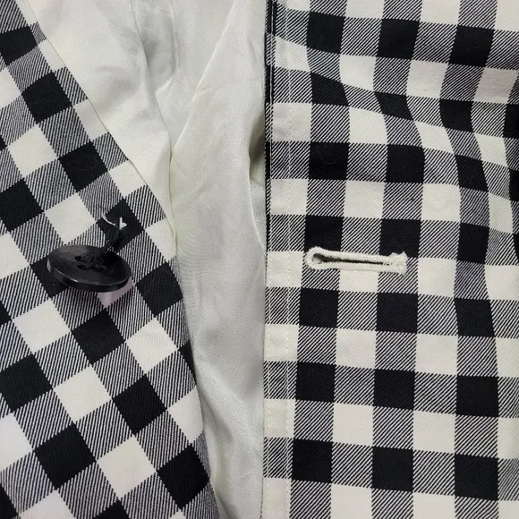LAUREN RALPH LAUREN Black and White Checkered Double-Breasted Jacket Size Large
