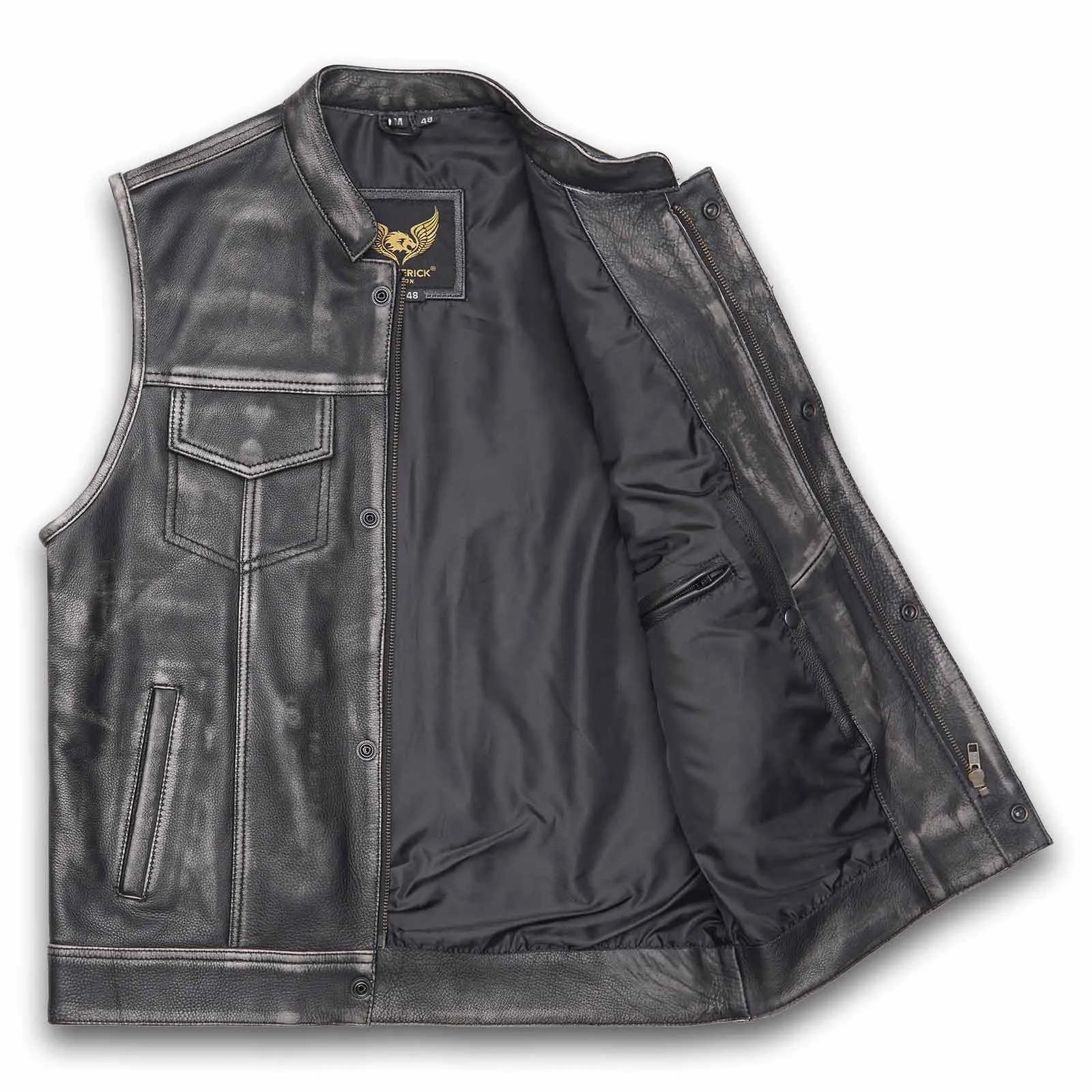 Leatherick Black Stitch Custom Motorcycle Vest in S-EUR46
