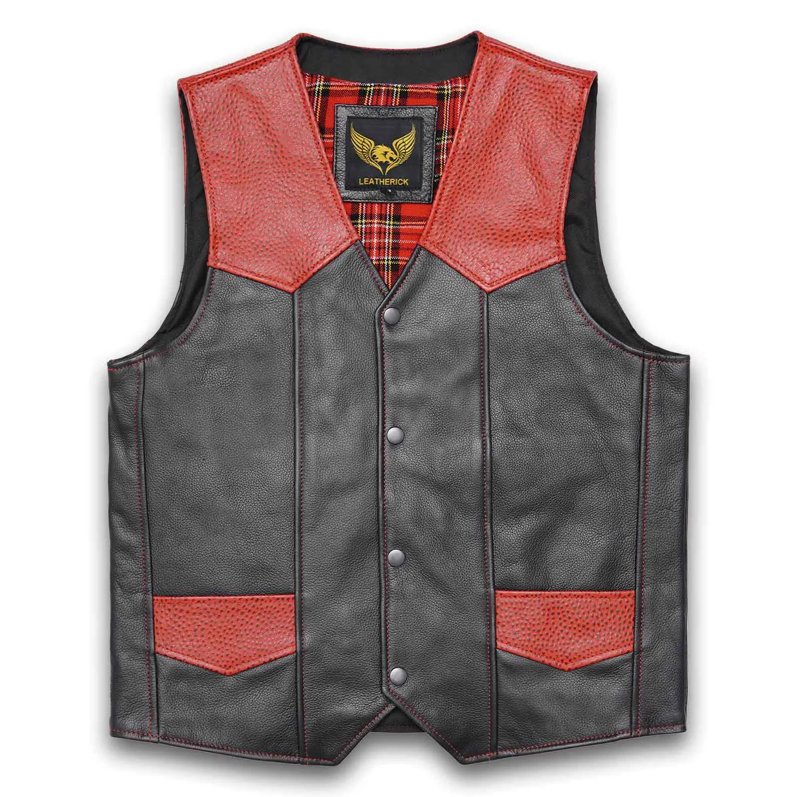 Leatherick Classic Custom biker Leather Vest in Small (S)