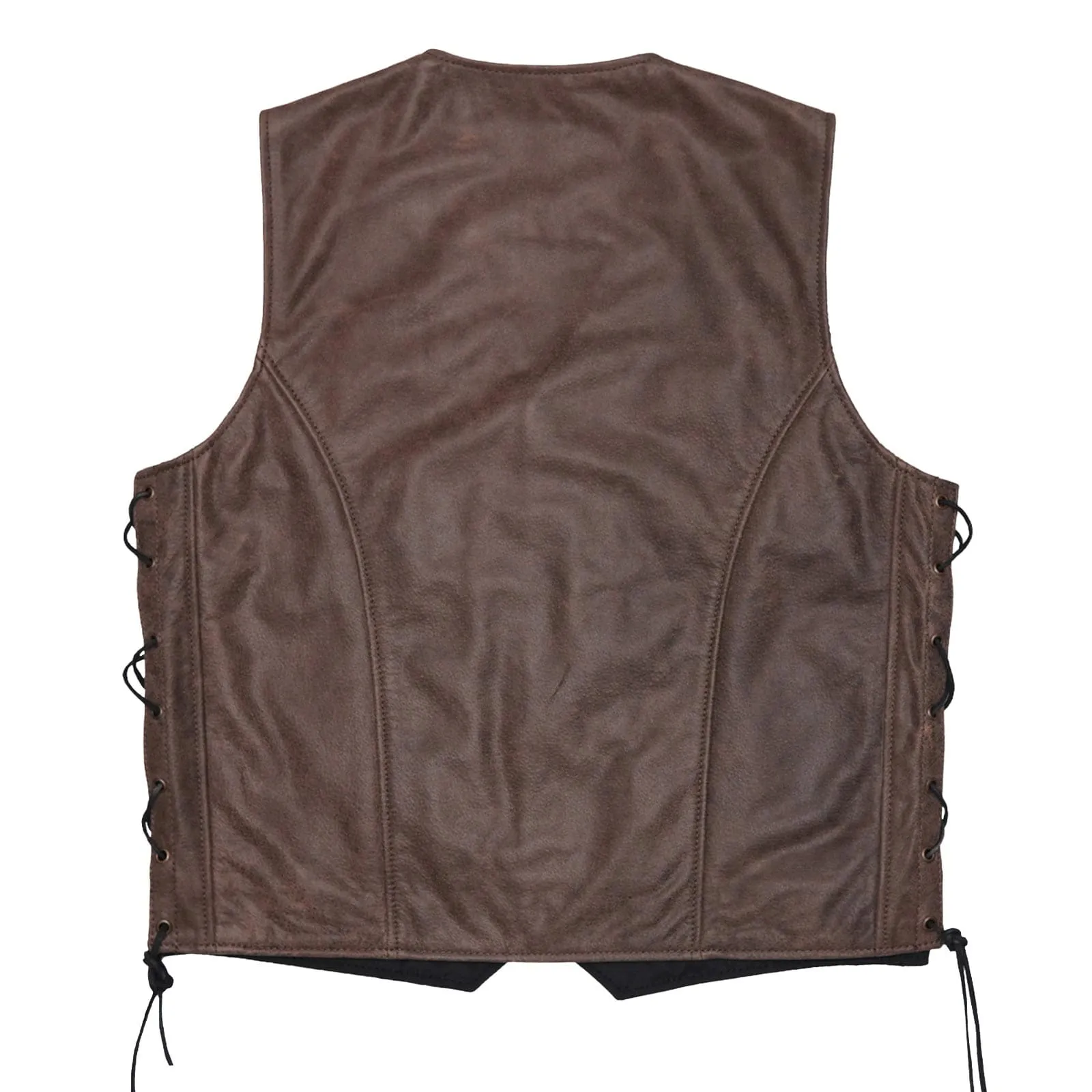 Leatherick Classic Custom biker Leather Vest With Laces