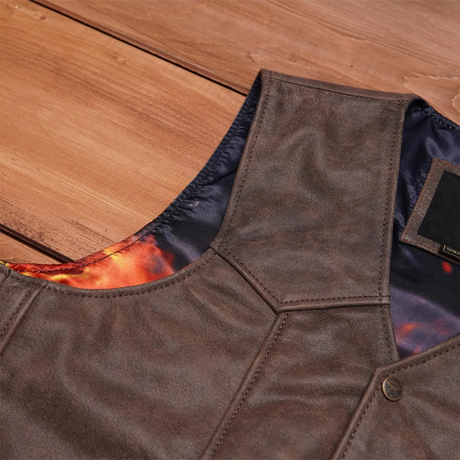 Leatherick Classic Custom biker Leather Vest With Laces