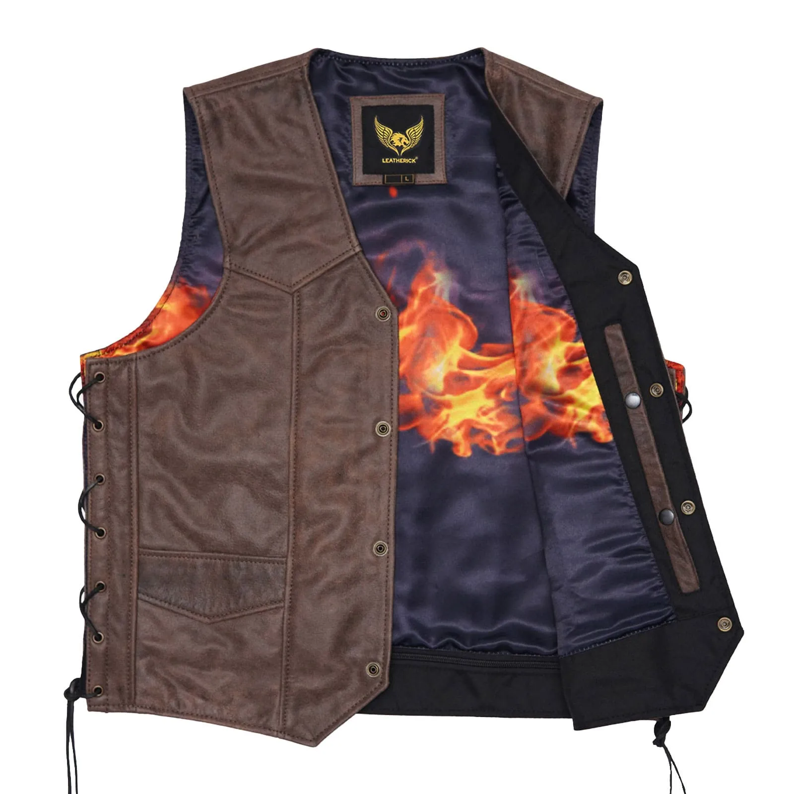 Leatherick Classic Custom biker Leather Vest With Laces