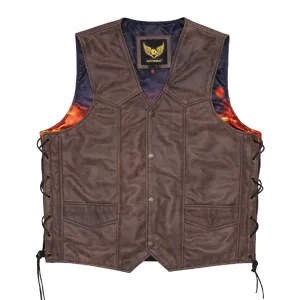 Leatherick Classic Custom biker Leather Vest With Laces