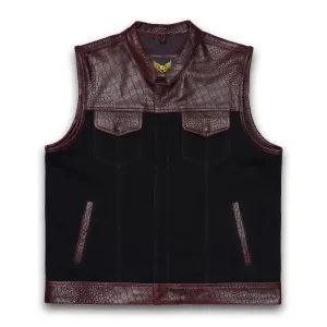 Leatherick Custom Crocodile Textured Leather Vest in 2XL-60