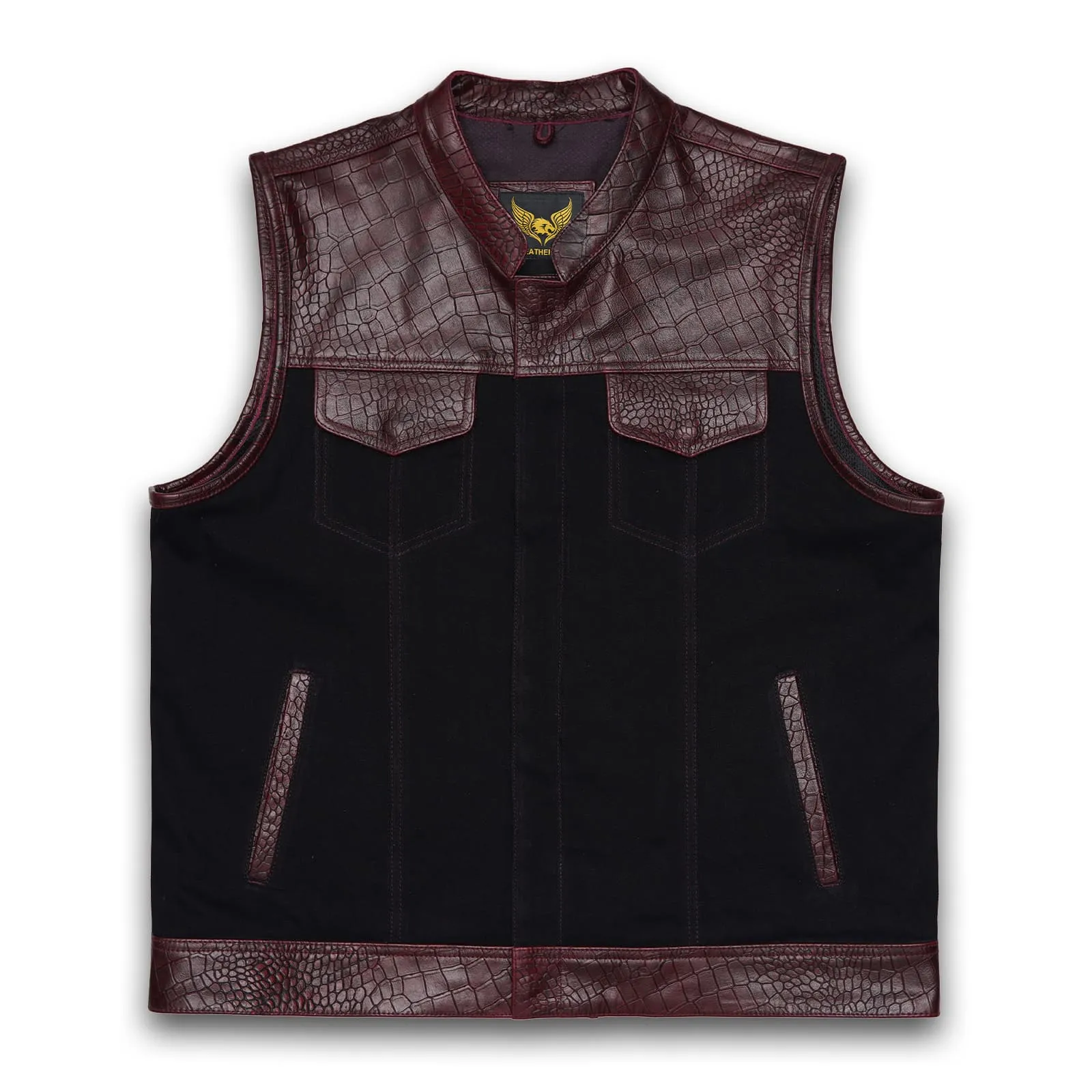 Leatherick Custom Crocodile Textured Leather Vest in 2XL-60