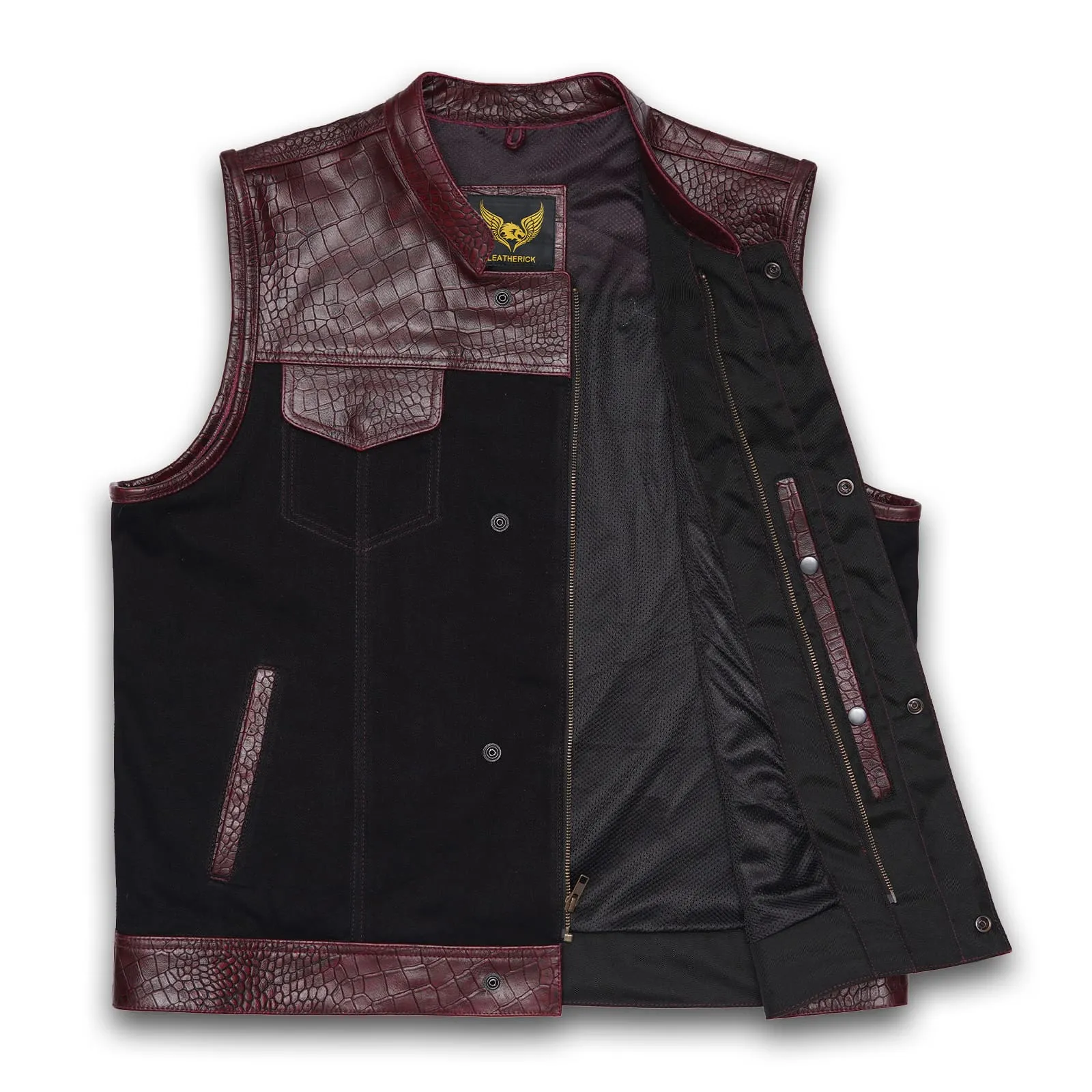 Leatherick Custom Crocodile Textured Leather Vest in 2XL-60