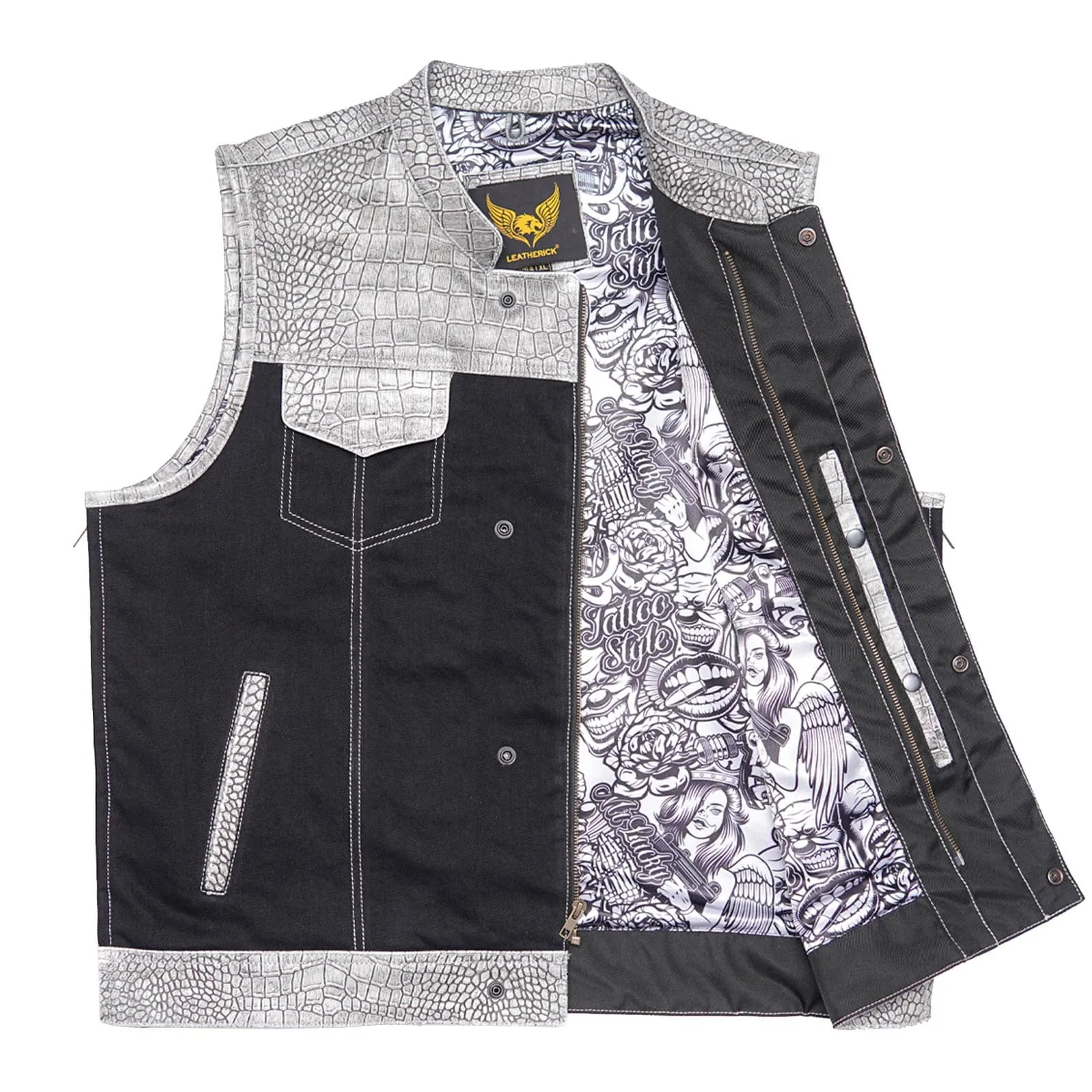 Leatherick Custom Crocodile Textured Leather Vest