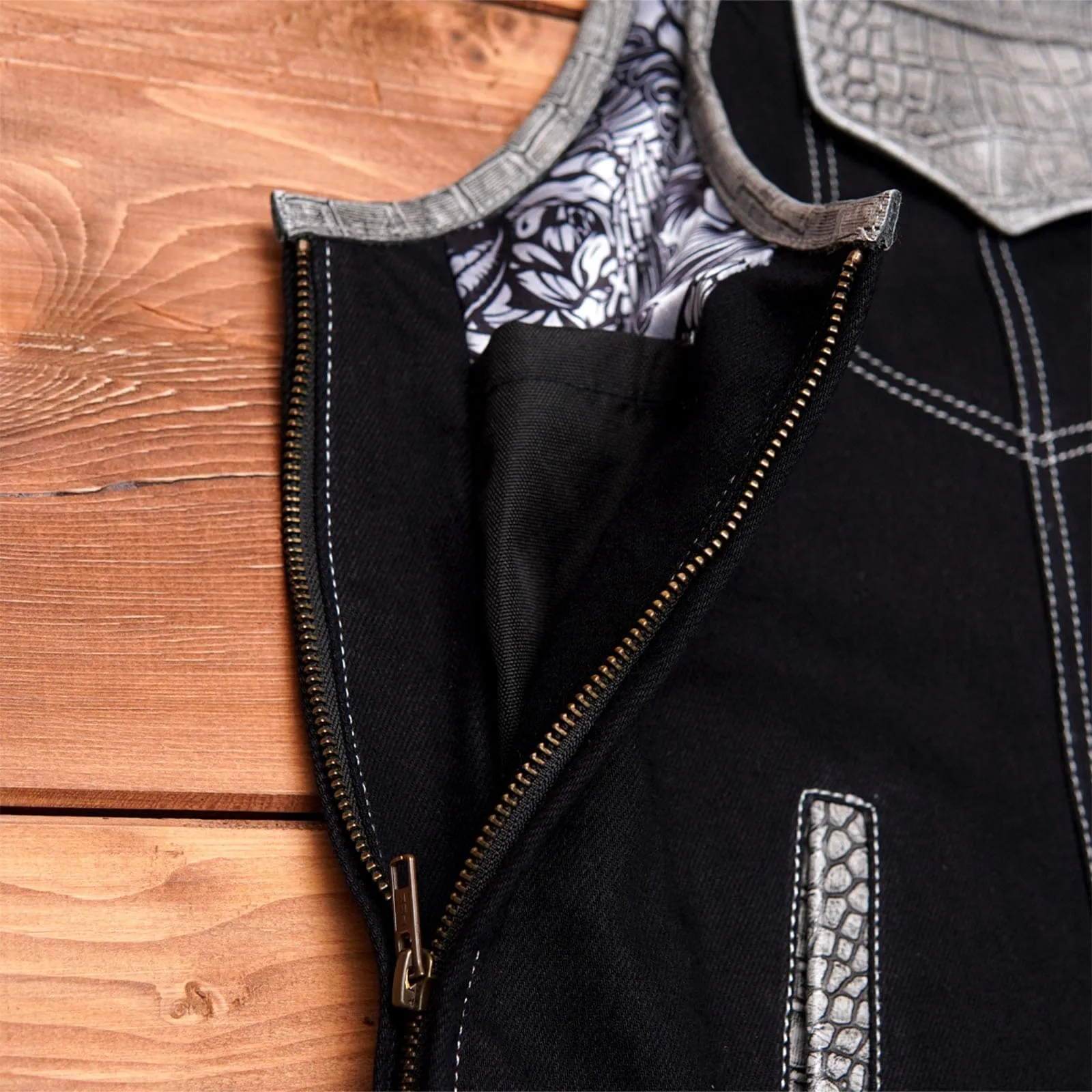 Leatherick Custom Crocodile Textured Leather Vest