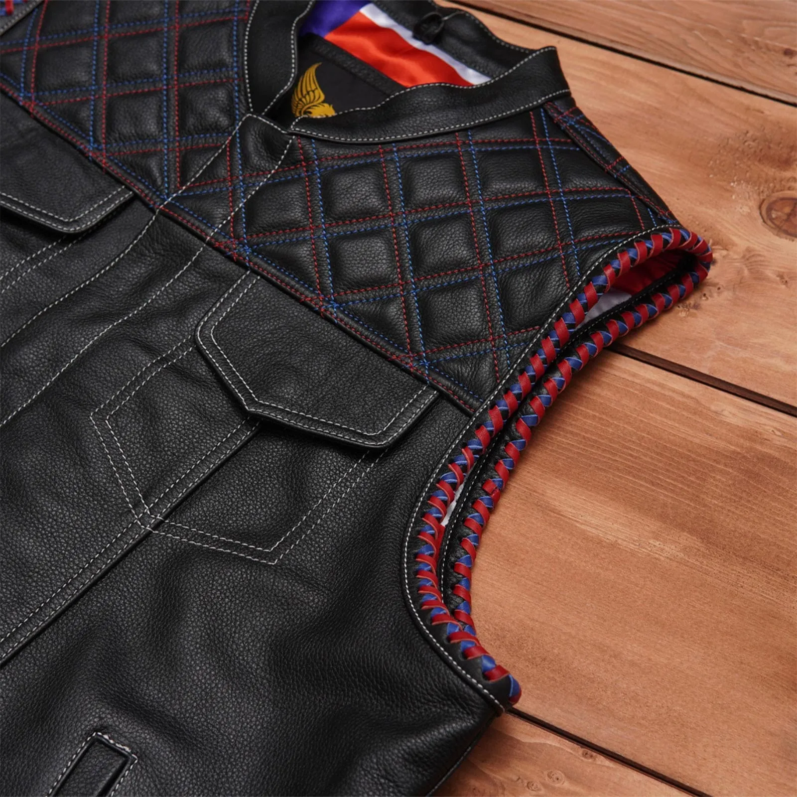 Leatherick Dual Closure Diamond Stitch Custom Vest