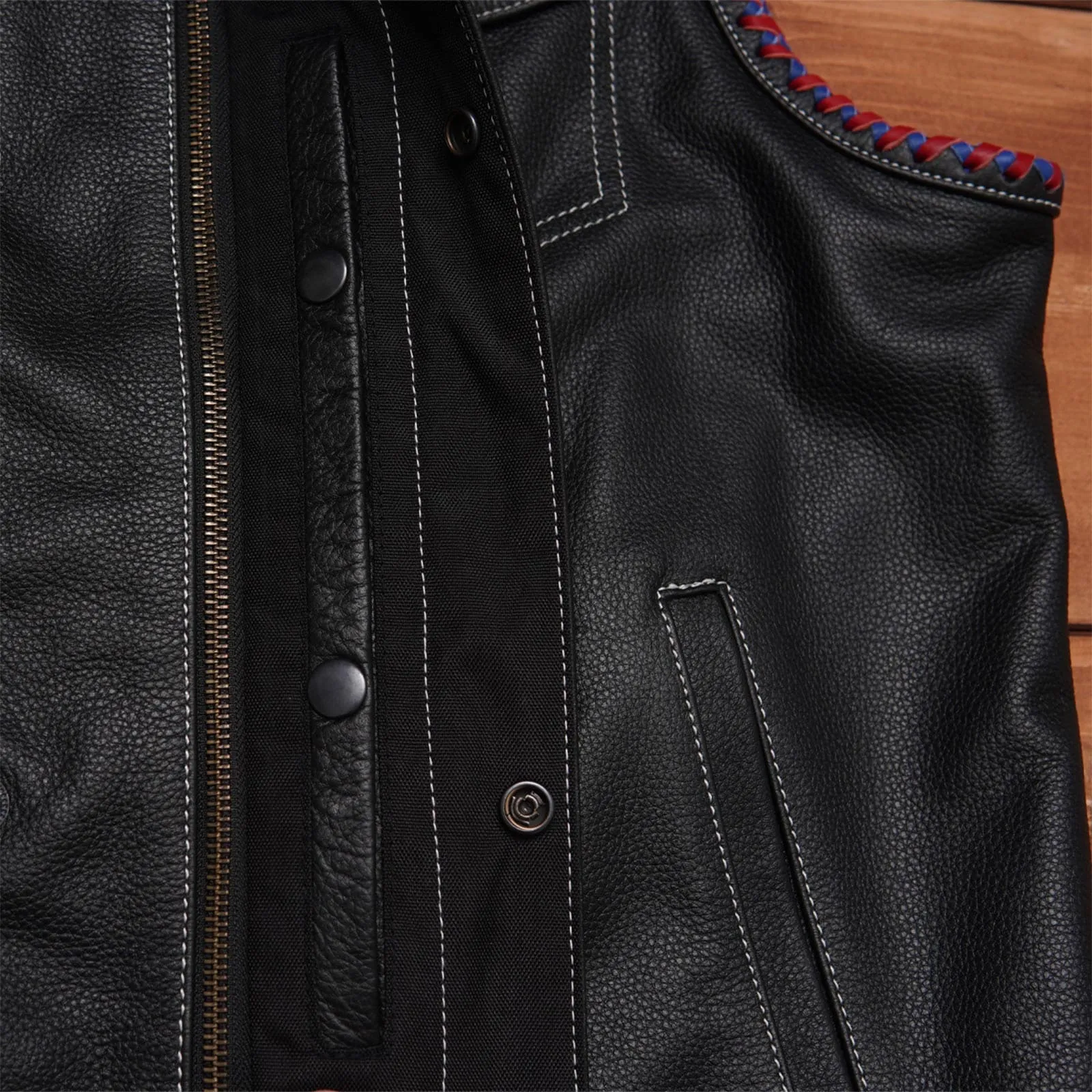 Leatherick Dual Closure Diamond Stitch Custom Vest