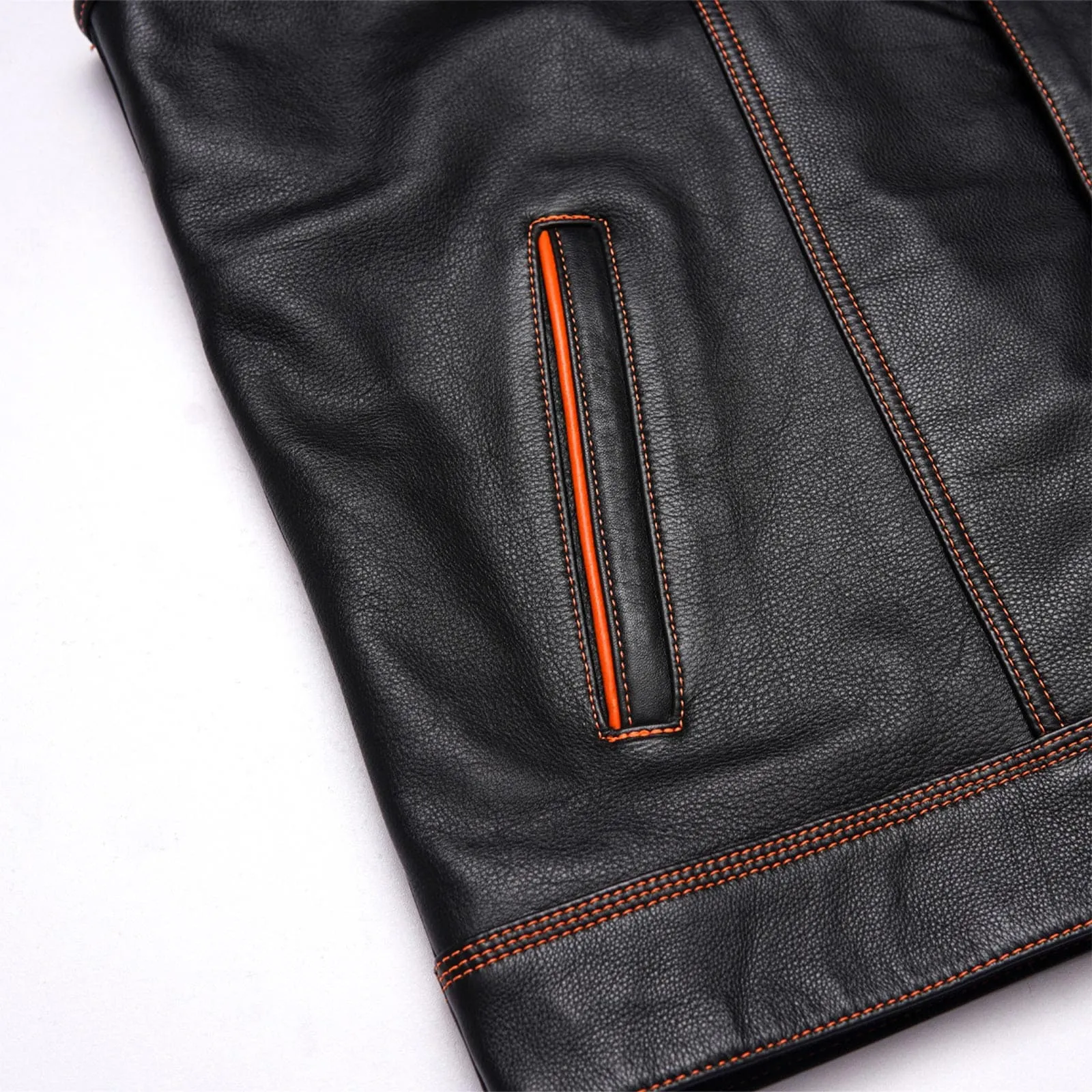 Leatherick Honeycomb Stitch Custom Motorcycle Vest in M-48