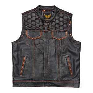 Leatherick Honeycomb Stitch Custom Motorcycle Vest in M-48