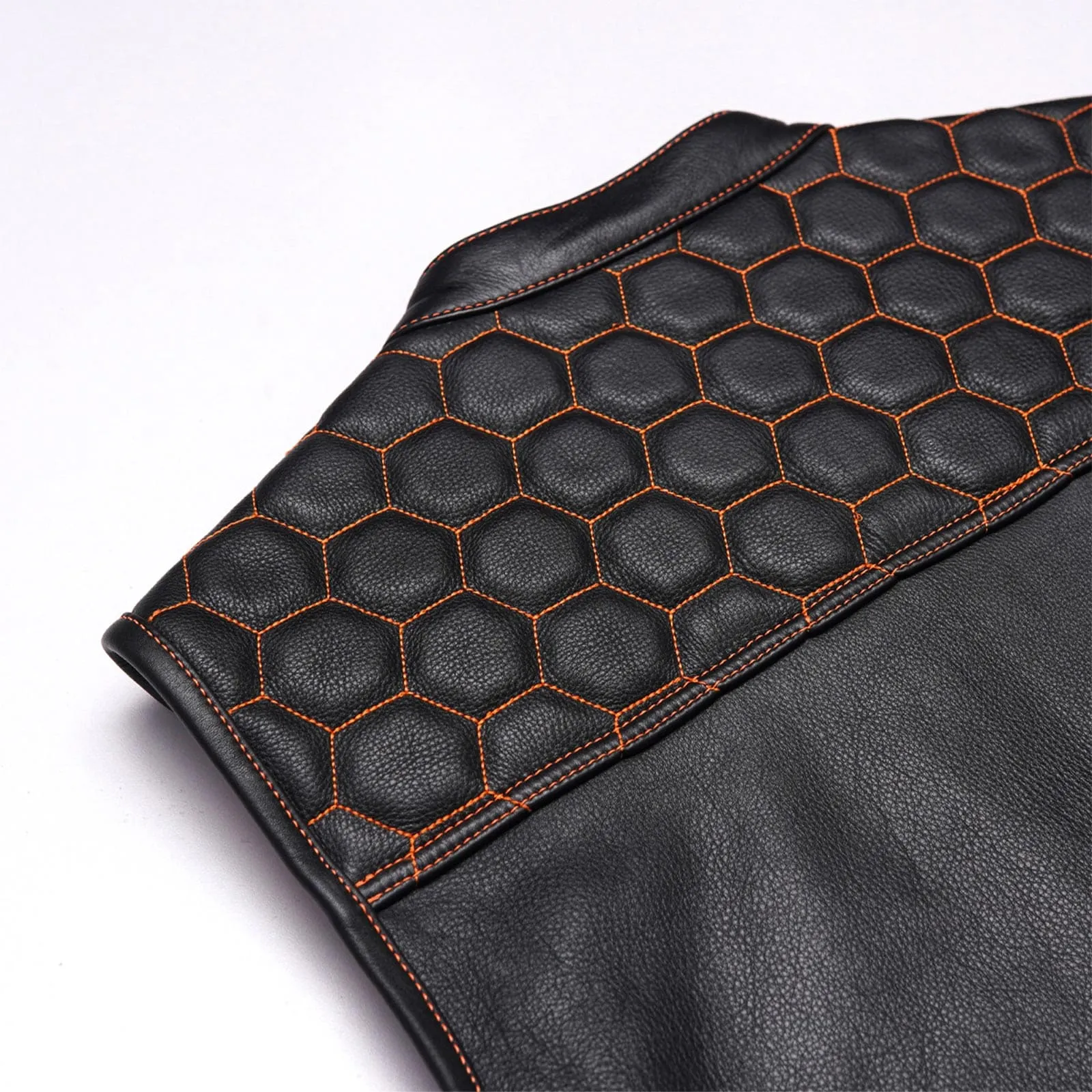 Leatherick Honeycomb Stitch Custom Motorcycle Vest in M-48