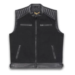 Leatherick Tuck n Roll Style Stitch Motorcycle Waistcoat in Large (L)