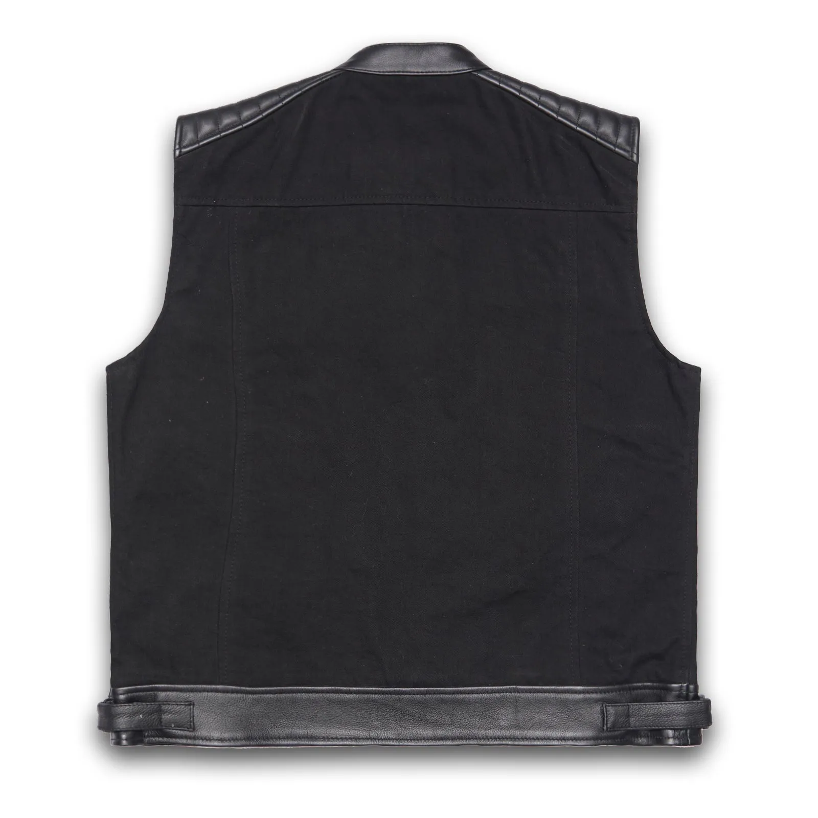 Leatherick Tuck n Roll Style Stitch Motorcycle Waistcoat in Large (L)