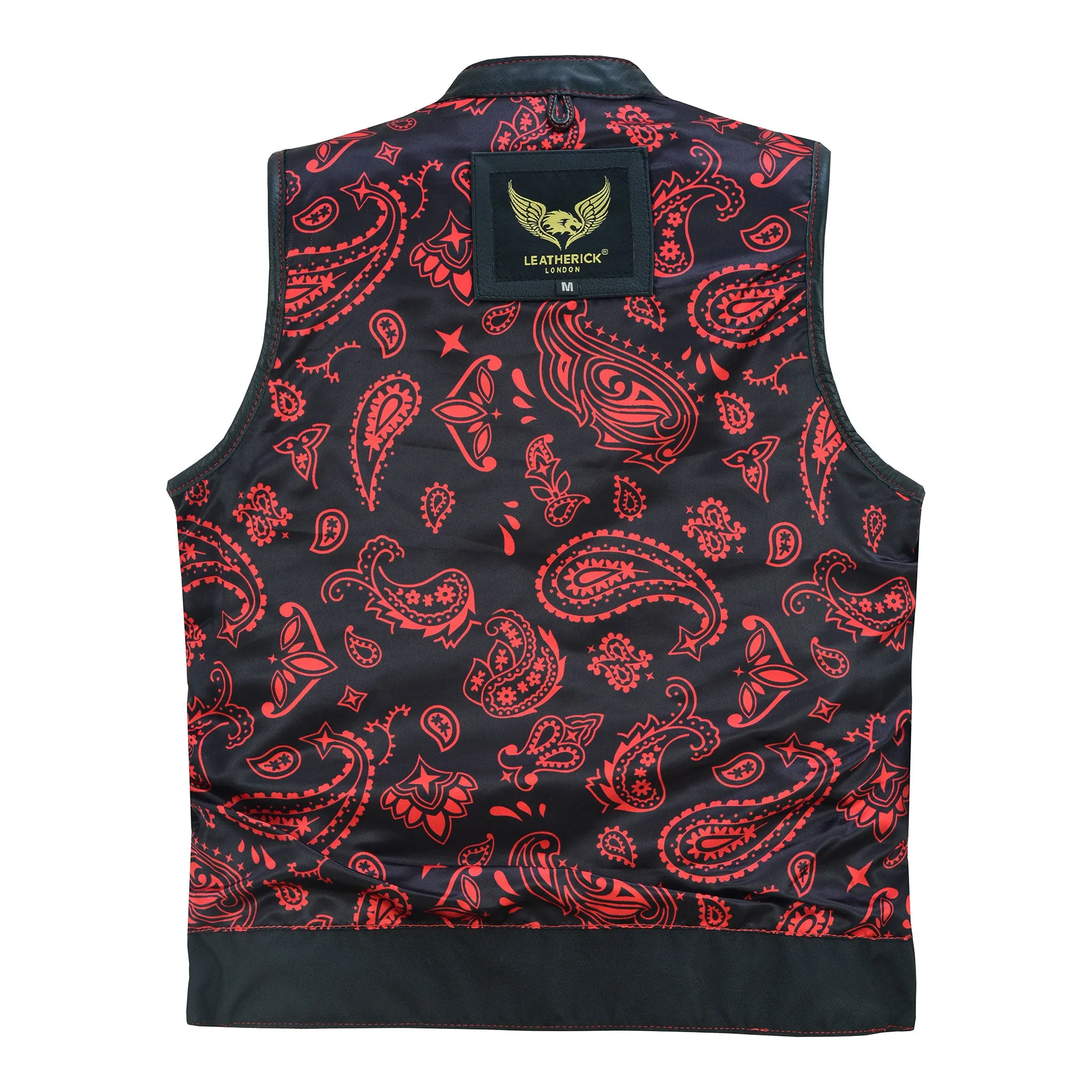 Leatherick Womens SOA club vest with Red Heart Stitch