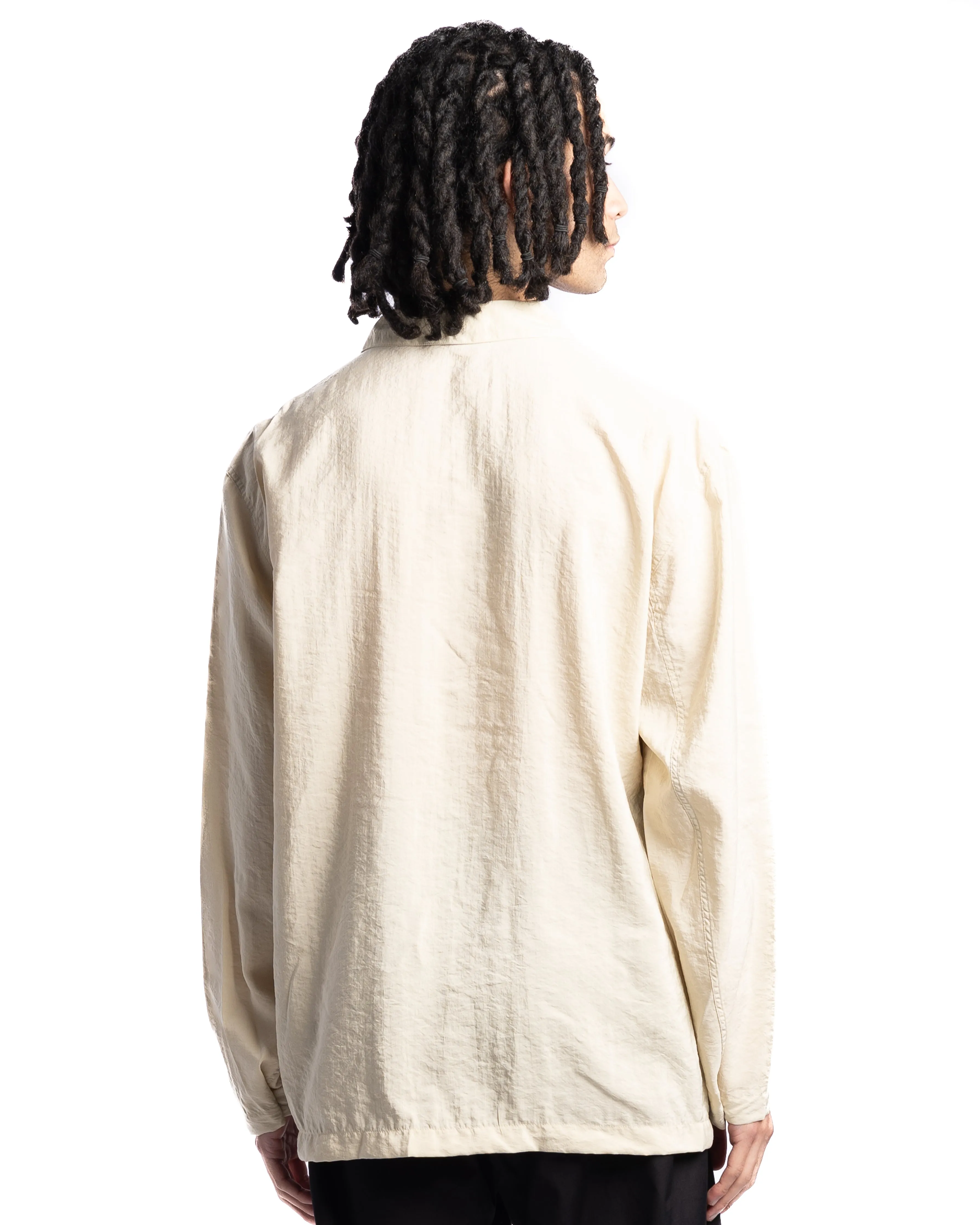 Lemaire Woven Stand Collar Shirt Dusty Mastic