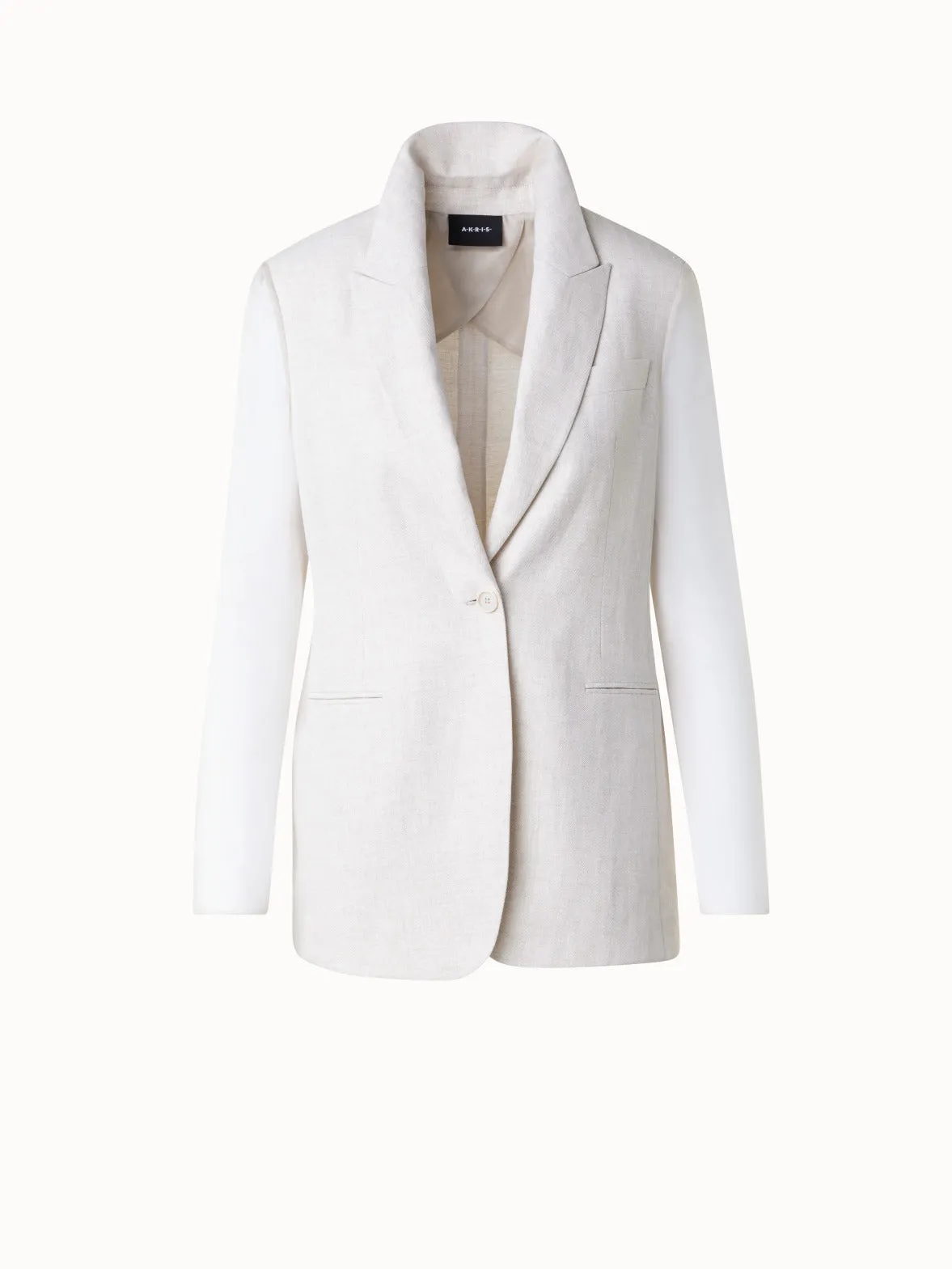 Linen Jacket with Semi-Sheer Organza Sleeves